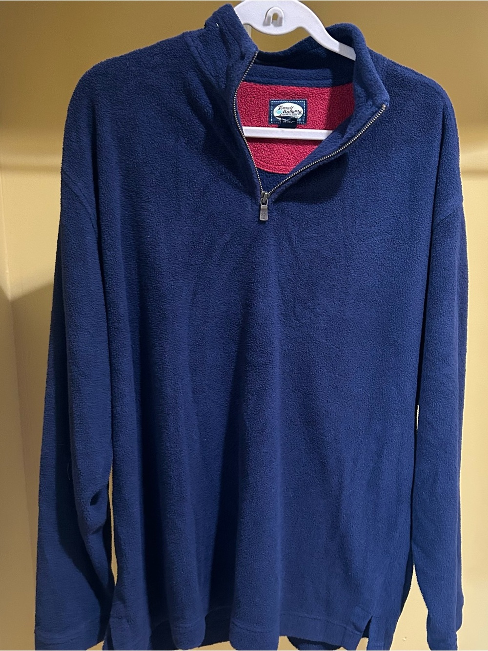 Tommy Bahama Navy Quarter-Zip Fleece with Red Inner Collar
